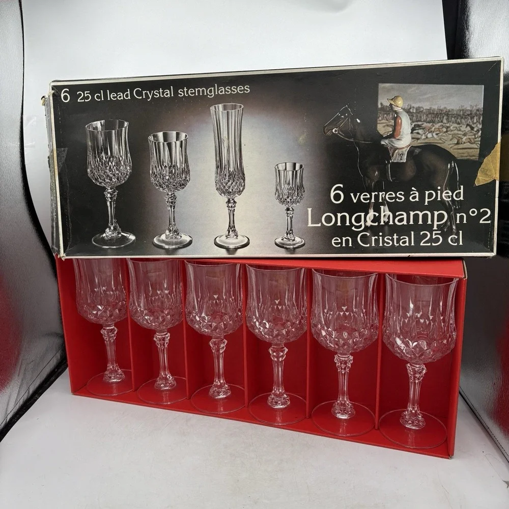 Cristal d'Arques Durand Stemglasses Lead Crystal 25 cl 6 Longchamp No‎ 2 Vintage